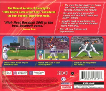 Sammy Sosa High Heat Baseball 2001 (US) box cover back